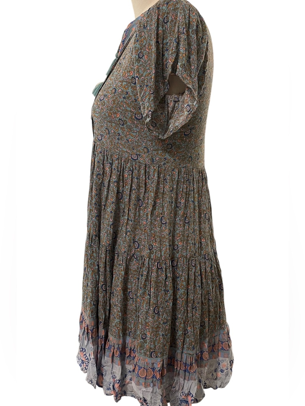 ❤️ Vici Boho Paisley Border Print Mini Peasant Mini Dress - Picture 5 of 8